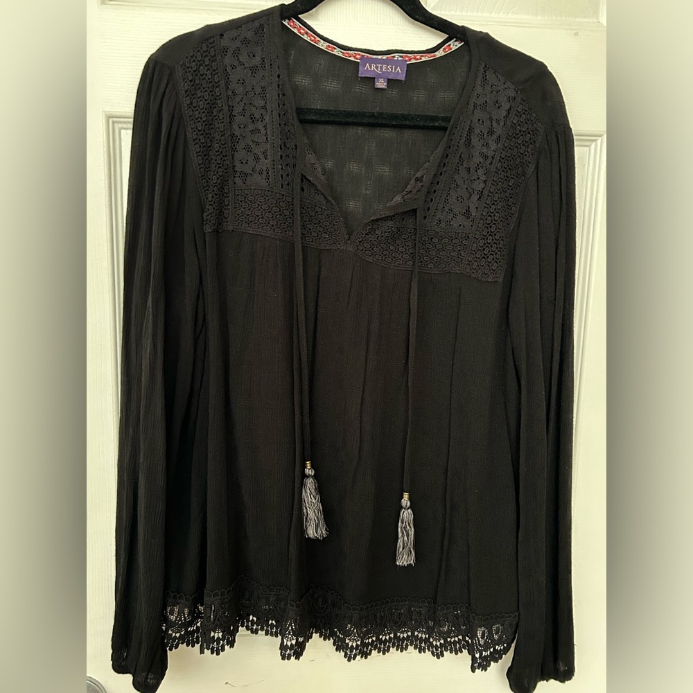 XL Artesia Boho/Hippie long sleeve blouse/tunic